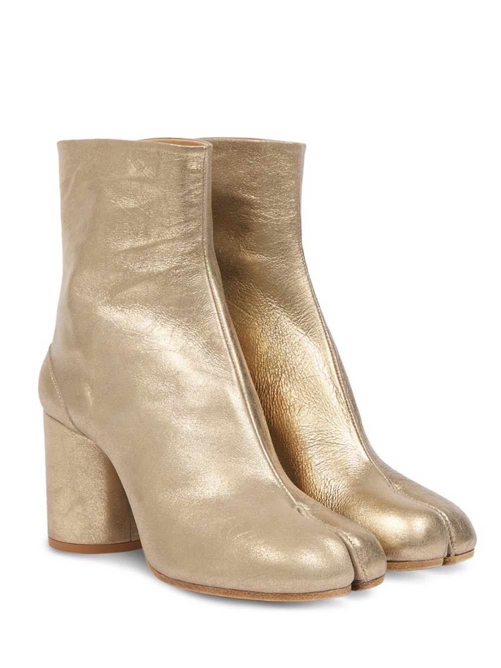 Maison Martin Margiela Metallic Gold Split-Toe Block Heel Ankle Boots